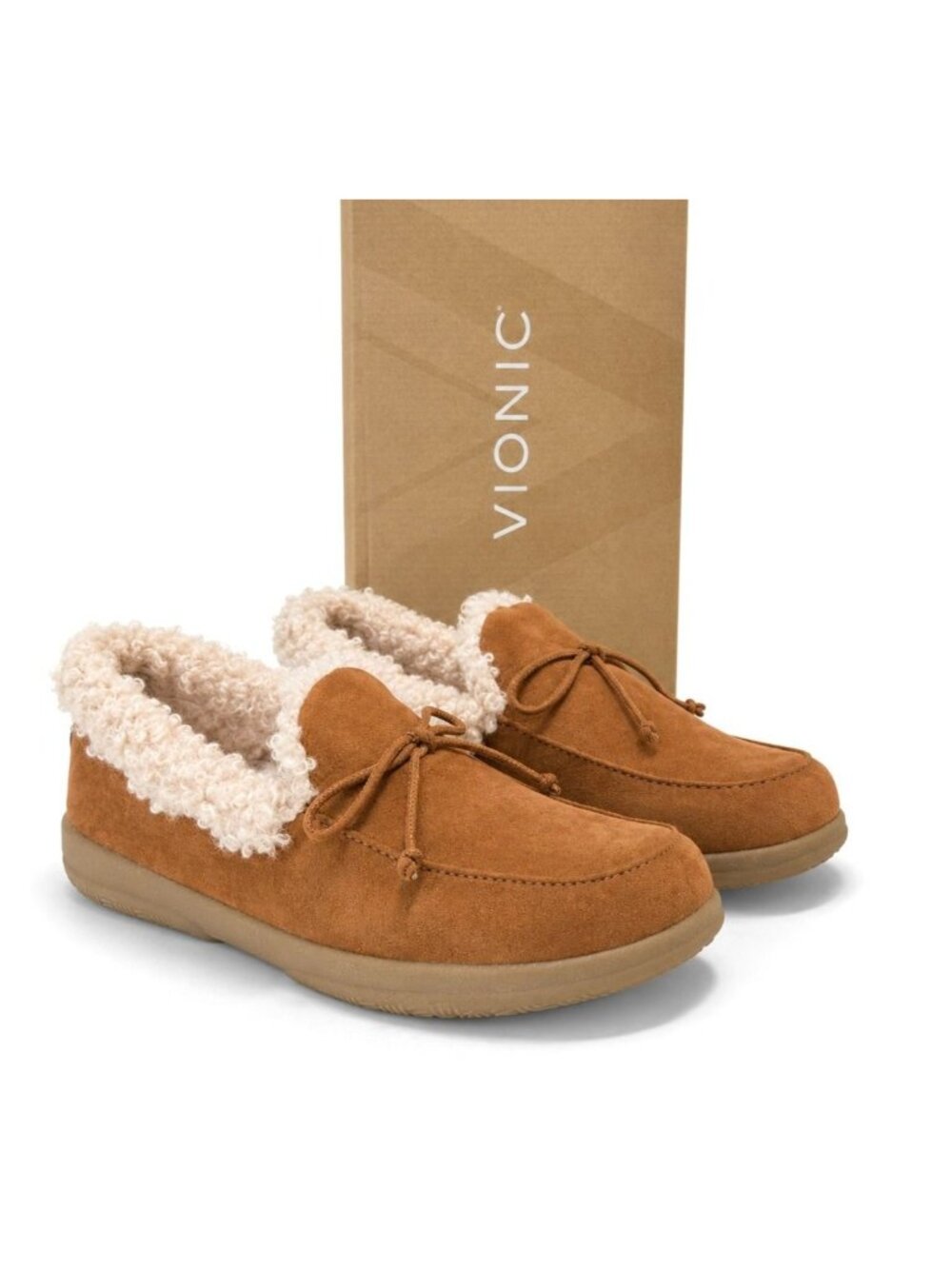 Vionic Claribel Shearling Tan Moccasin Slippers Womens 10 Orthotic Comfort - Picture 8 of 10